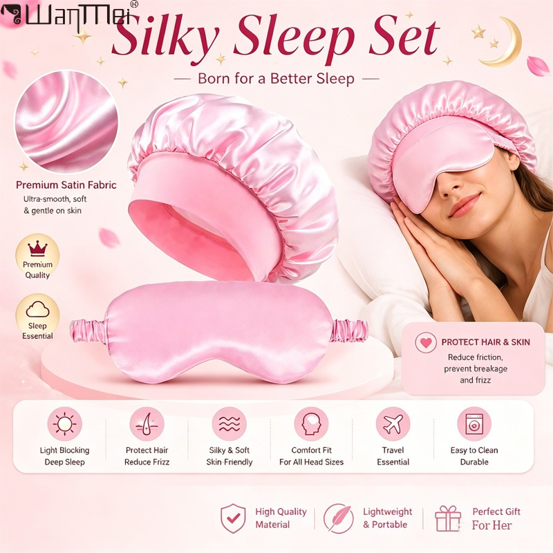 Hair Care Hair Mask - ﻿ Satin Bonnet Sleep Eye Mask