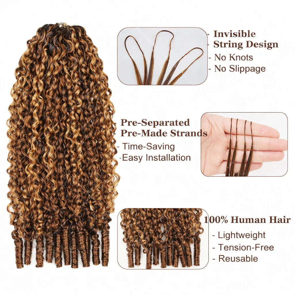 P427 Highlight Burmese Curly F - Feather Hair Extension 评论和价格