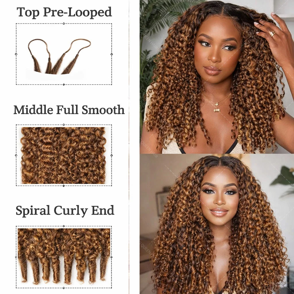 P427 Highlight Burmese Curly F - Feather Hair Extension 评论和价格