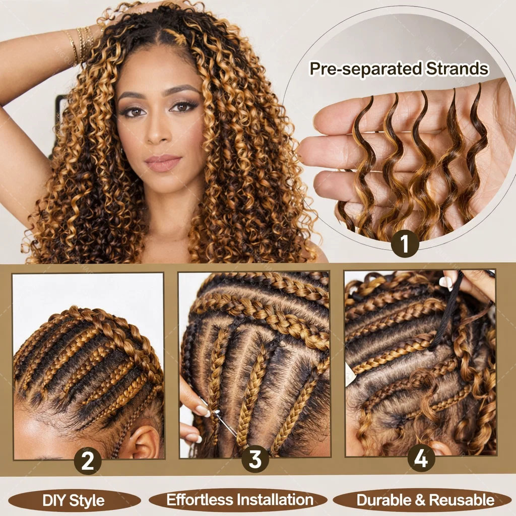 P427 Highlight Burmese Curly F - Feather Hair Extension 评论和价格