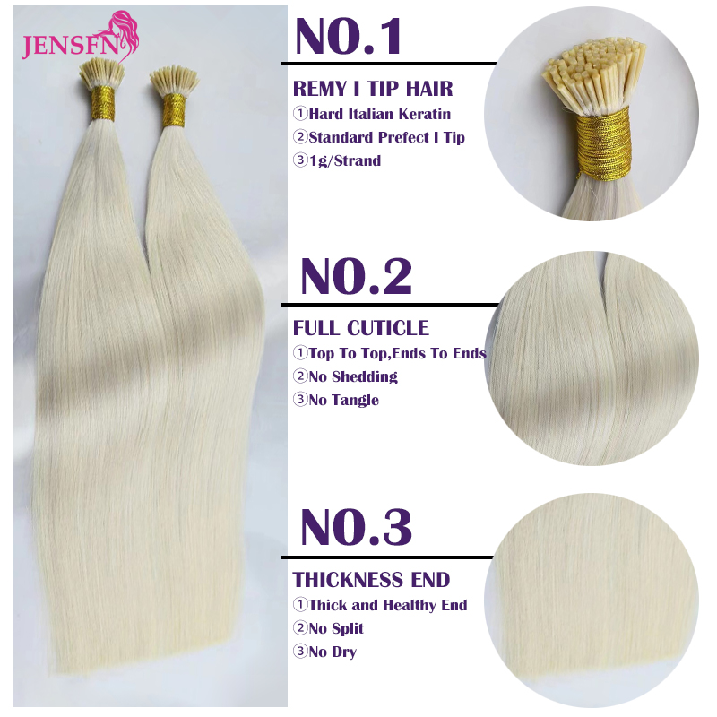 JENSFN I Tip Hair Extensions 1 - Hair Care Color 评论和价格